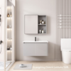 Meuble de Salle de Bain Suspendu 80 cm avec Armoire de Toilette à Miroir (700x600mm) - Gris Moderne
