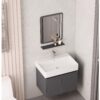 Ensemble Meuble Vasque Suspendu en Aluminium Nid d'Abeille (Modèle 2031) - Gris Foncé avec Miroir et Étagère