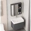Ensemble Meuble Vasque Suspendu avec Armoire de Toilette (Modèle 2031) - Aluminium Nid d'Abeille Gris Foncé