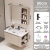 Pack Ensemble Meuble de Salle de Bain Suspendu 80 cm avec Vasque Monobloc en Céramique et Armoire Miroir de Rangement