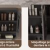 Ensemble Meuble de Salle de Bain Suspendu 70 cm Gris avec Armoire Miroir Intelligente Entièrement Fermée et Vasque en Céramique Intégrée