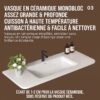 Ensemble Meuble de Salle de Bain Suspendu 70 cm Gris avec Armoire Miroir Intelligente Entièrement Fermée et Vasque en Céramique Intégrée