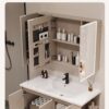 Ensemble Meuble de Salle de Bain Suspendu 70 cm avec Vasque en Céramique et Armoire de Toilette à Miroir