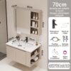Ensemble Meuble de Salle de Bain Suspendu 70 cm avec Vasque en Céramique et Armoire de Toilette à Miroir