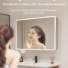 Pack Ensemble Meuble de Salle de Bain Suspendu 100 cm avec Vasque Intégrée en Céramique et Armoire de Toilette Intelligente (Coins Arrondis)