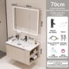 Ensemble Meuble de Salle de Bain Suspendu 70 cm avec Lavabo Monobloc en Céramique et Armoire de Toilette Intelligente