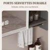 Ensemble Meuble de Salle de Bain Suspendu 60 cm Gris avec Armoire de Toilette Intelligente et Vasque en Céramique Intégrée