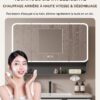 Ensemble Meuble de Salle de Bain Suspendu 70 cm Gris avec Armoire Miroir Intelligente Entièrement Fermée et Vasque en Céramique Intégrée