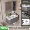 Ensemble Meuble de Salle de Bain Suspendu 60 cm Gris avec Armoire de Toilette Classique et Vasque en Céramique Intégrée
