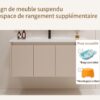Ensemble Meuble de Salle de Bain Suspendu 70 cm avec Vasque en Céramique et Armoire de Toilette à Miroir