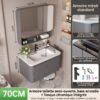 Ensemble Meuble de Salle de Bain Suspendu 70 cm Gris avec Armoire de Toilette Semi-Ouverte et Vasque en Céramique Intégrée