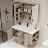 Ensemble Meuble de Salle de Bain Suspendu 70 cm avec Vasque en Céramique et Armoire de Toilette à Miroir