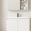 Ensemble Lave-Mains Suspendu Compact 2031 - Gris Foncé avec Miroir et Étagère