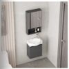Ensemble Lave-Mains Suspendu Ultra-Compact 40 cm (Modèle 2031) - Gris Foncé avec Armoire de Toilette