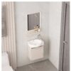 Ensemble Meuble Lave-Mains Suspendu Compact avec Vasque Ronde et Miroir - Modèle 2032 (Kaki)
