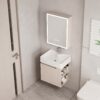 Ensemble Meuble de Salle de Bain Suspendu avec Armoire Miroir LED - Modèle 2032 (Kaki)