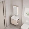 Ensemble Meuble Lave-Mains Suspendu Compact avec Armoire Miroir LED - Modèle 2032 (Kaki)