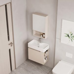 Ensemble Meuble de Salle de Bain Suspendu Compact avec Armoire de Toilette - Modèle 2032 (Kaki)