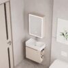 Ensemble Meuble de Salle de Bain Suspendu Compact avec Armoire de Toilette Miroir LED - Modèle 2032 (Kaki)