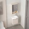 Ensemble Meuble Lave-Mains Suspendu Compact avec Vasque Ronde et Armoire de Toilette - Modèle 2032 (Kaki)