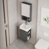 Ensemble Meuble Lave-Mains Suspendu Ultra-Compact avec Armoire à Miroir (Gris Foncé)