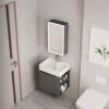 Ensemble Meuble Lave-Mains Suspendu Compact avec Armoire Miroir LED - Modèle 2031 (Gris Foncé)