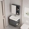 Ensemble Meuble de Salle de Bain Suspendu avec Armoire de Toilette et Étagères Ouvertes - Modèle 2031 (Gris Foncé)