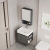 Ensemble Meuble de Salle de Bain Suspendu Compact avec Armoire de Toilette - Modèle 2031 (Gris Foncé)
