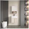 Pack Ensemble Meuble de Salle de Bain Suspendu Ultra-Compact à Portes Coulissantes avec Armoire de Toilette - Modèle 01 (Khaki)