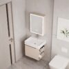 Pack Ensemble Meuble de Salle de Bain Suspendu avec Armoire Miroir LED - Modèle 2032 (Kaki)