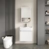 Ensemble Meuble de Salle de Bain Suspendu Minimaliste avec Armoire à Miroir - Modèle 2034 (Blanc)