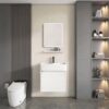 Pack Ensemble Meuble de Salle de Bain Suspendu Compact avec Miroir et Étagère - Modèle 2034 (Blanc)