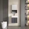 Pack Ensemble Meuble de Salle de Bain Suspendu Ultra-Compact à Portes Coulissantes avec Armoire de Toilette - Modèle 01 (Gris Foncé)
