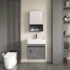 Pack Ensemble Meuble de Salle de Bain Suspendu avec Armoire de Toilette - Modèle 05 (Gris Mocha)