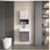 Pack Ensemble Meuble de Salle de Bain Suspendu Ultra-Compact avec Armoire de Toilette - Modèle 05 (Gris Moka)