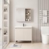 Pack Ensemble Meuble de Salle de Bain sur Pieds avec Armoire de Toilette et Étagères - 60 cm (Beige)