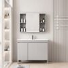 Pack Ensemble Meuble de Salle de Bain Familial sur Pieds avec Armoire de Toilette LED Symétrique - 100 cm (Gris)