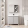 Pack Ensemble Meuble de Salle de Bain Pratique sur Pieds avec Armoire de Toilette - 70 cm (Gris)