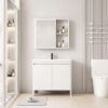 Pack Ensemble Meuble de Salle de Bain sur Pieds avec Armoire de Toilette LED - 60 cm (Blanc)