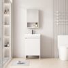 Pack Ensemble Meuble de Salle de Bain Compact sur Pieds avec Armoire de Toilette et Niche - 50 cm (Blanc)