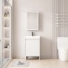 Pack Ensemble Meuble de Salle de Bain Compact sur Pieds avec Armoire de Toilette LED - 50 cm (Blanc)