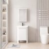Pack Ensemble Meuble de Salle de Bain Compact sur Pieds aux Bords Arrondis avec Armoire de Toilette LED - 50 cm (Blanc)