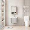 Pack Ensemble Meuble de Salle de Bain Ultra-Compact Suspendu avec Armoire de Toilette et Niche - 40 cm (Gris Clair)