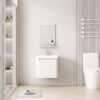 Pack Ensemble Meuble de Salle de Bain Compact Suspendu aux Bords Arrondis avec Miroir et Étagère - 50 cm (Blanc)