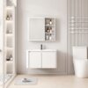 Pack Ensemble Meuble de Salle de Bain Minimaliste Suspendu aux Bords Arrondis avec Armoire de Toilette LED - 80 cm (Blanc)