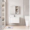 Pack Ensemble Meuble de Salle de Bain Minimaliste Suspendu aux Bords Arrondis avec Armoire de Toilette - 80 cm (Blanc)