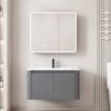 Pack Ensemble Meuble de Salle de Bain Suspendu aux Bords Arrondis avec Armoire de Toilette Miroir LED Double Porte - 80 cm (Gris Foncé / Anthracite